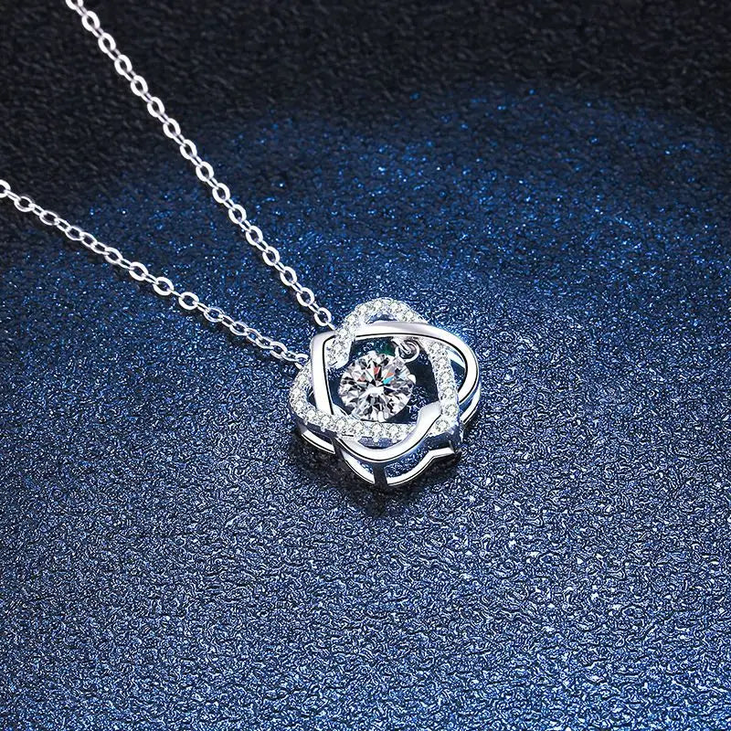 Moissanite Necklace For Women 100% Sterling S925 Silver With White Gold Plated Lab Diamond Jewelry Wedding Pendant with O-chain - Uknowucme