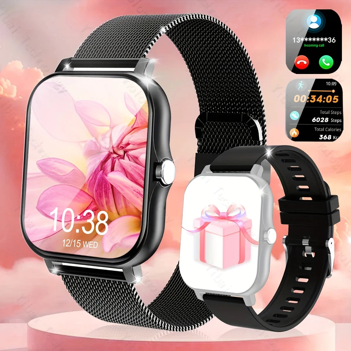 Fashion Smart Watch, Equipped with 1.83-inch HD Display, Wireless Call and Voice Assistant-fitness Tracker, USB Charging.