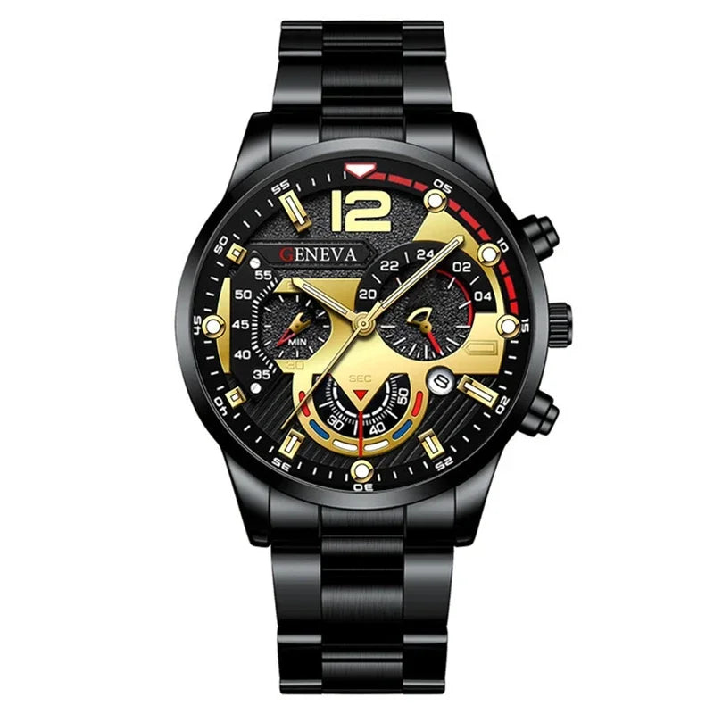 NEWFashion Mens Stainless Steel Watches Luxury Quartz Wristwatch Calendar Luminous Clock Men Business Casual Watch Reloj Hombre - Uknowucme