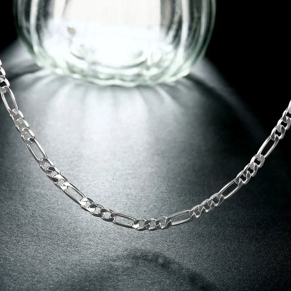 40-75cm 925 Silver 4mm Figaro Chain Necklace For Women Men Long Necklace Hip Hop Jewelry Gift - Uknowucme