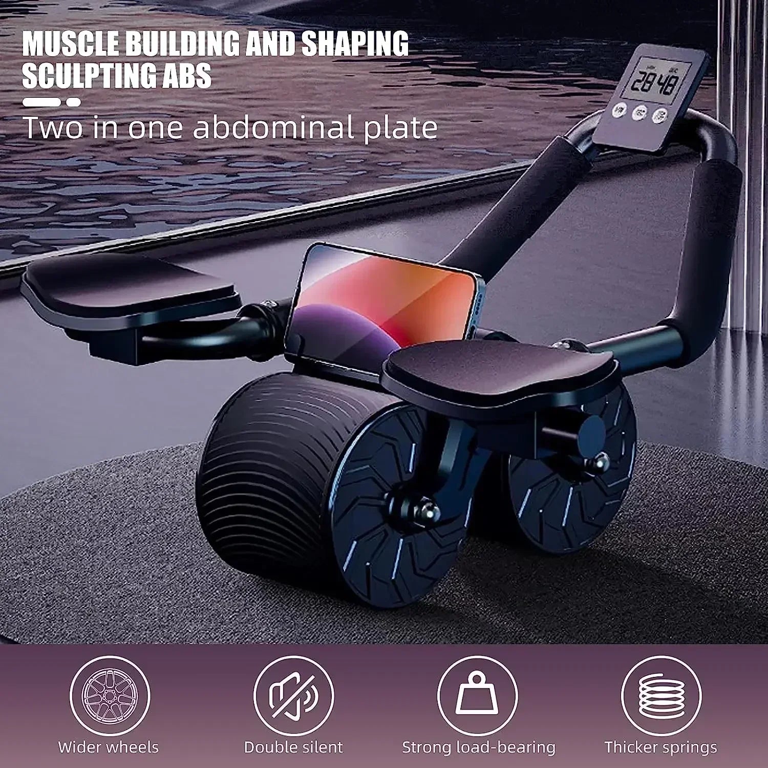 AB Roller Wheel Automatic Rebound Abdominal Muscle Training Push-up Abdominal Roll Elbow Flat Plate Home Fitness Exercise - Uknowucme