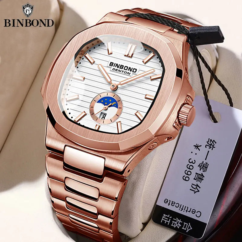 BINBOND Luxury Men Wristwatch Business Waterproof Luminous Date Man Watch Stainless Steel Men's Quartz Watches Relogio Masculino - Uknowucme