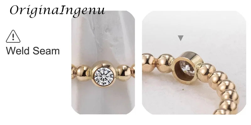 14K Gold Filled Moissanite Ring Handmade Beads Band Ring Minimalism Jewelry Tarnish Resistant Jewelry Boho Women Ring - Uknowucme