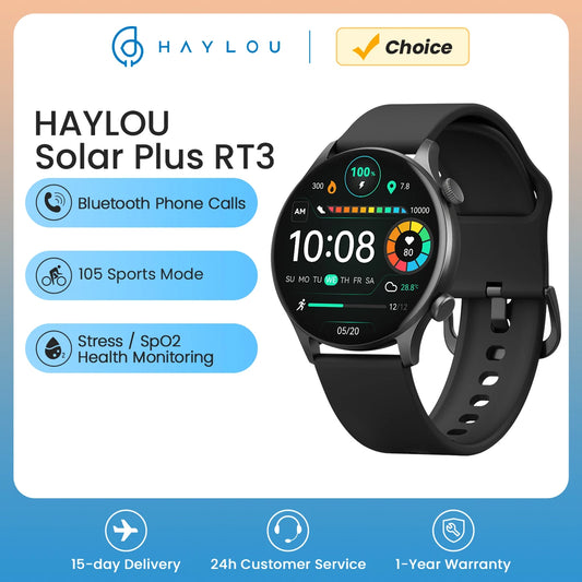 HAYLOU Solar Plus RT3 Smart Watch Bluetooth Phone Call 1.43"AMOLED Display Smartwatch Health Monitor IP68 Waterproof Sport Watch - Uknowucme