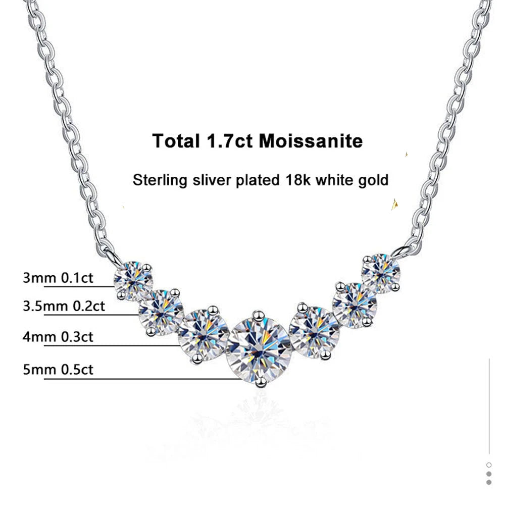 Moissanite Necklace for Woman Wedding Fine Jewely with Certificates 925 Sterling Sliver Plated 18k White Gold Necklace - Uknowucme