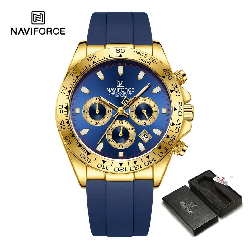 NAVIFORCE NF8054 Original Watches For Men Silicone Band Casual Sport Chronograph Luminous Wristwatch Relogio Masculino Male Gift - Uknowucme