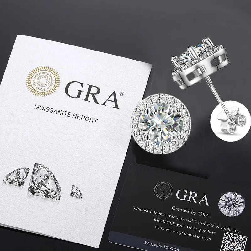 Classic Round 2CT Diamond Test Passed Moissanite Earring For Women Jewelry Sterling Silver 925 Fashion Earrings Engagement Gift - Uknowucme