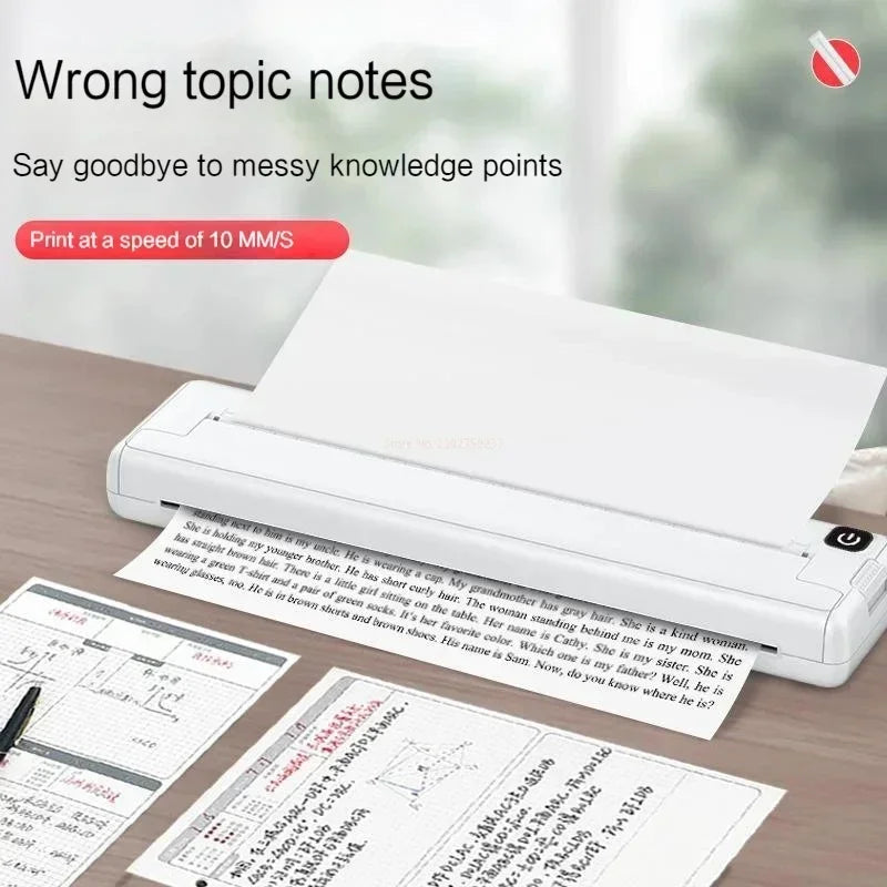 A4 Thermal Printer Mini Home Office Bluetooth Wireless Handheld Portable Inkless Small Thermal Printing /A4 Printer - Uknowucme