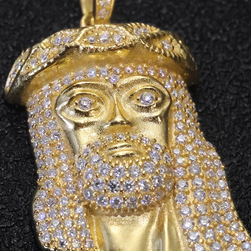 ESKEEM Hip Hop Moissanite Small Jesus Head Pendant 18k Gold Plated 925 Sterling Silver Iced Out VVS Jewelry Pass Diamond Test