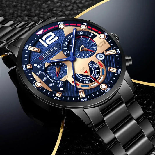 NEWFashion Mens Stainless Steel Watches Luxury Quartz Wristwatch Calendar Luminous Clock Men Business Casual Watch Reloj Hombre - Uknowucme