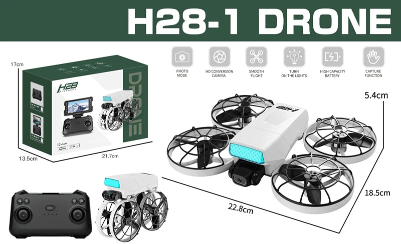 Drone H28 : gyroscope 6 axes pour un vol 360° stable, technologie 2,4 GHz, Automatic facial recognition photo-taking