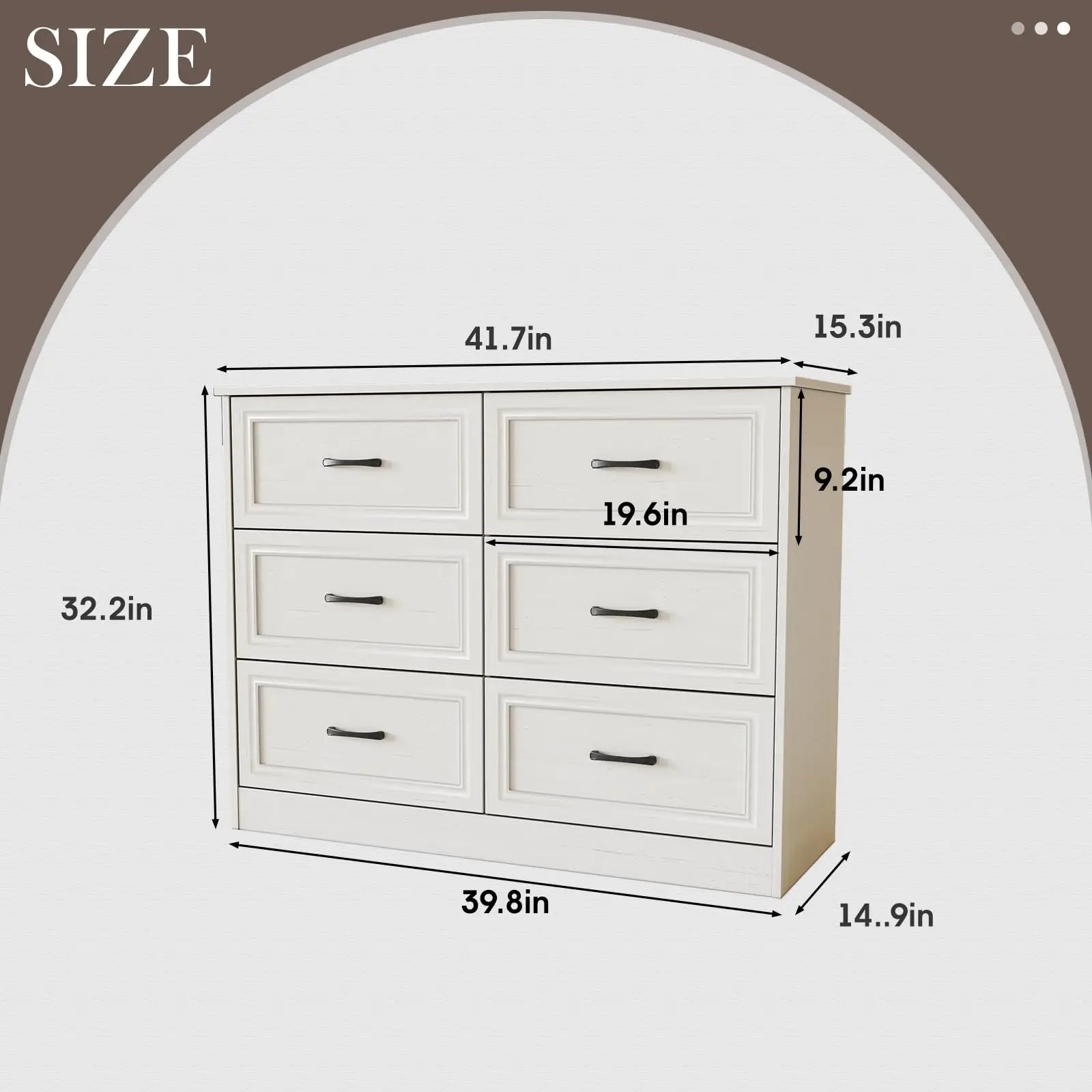 Vabches 6 Drawer Dresser for Bedroom Wood Chest of Drawers with Power Strip Tall Dresser Organizer with Metal Handle for Hallway - Uknowucme