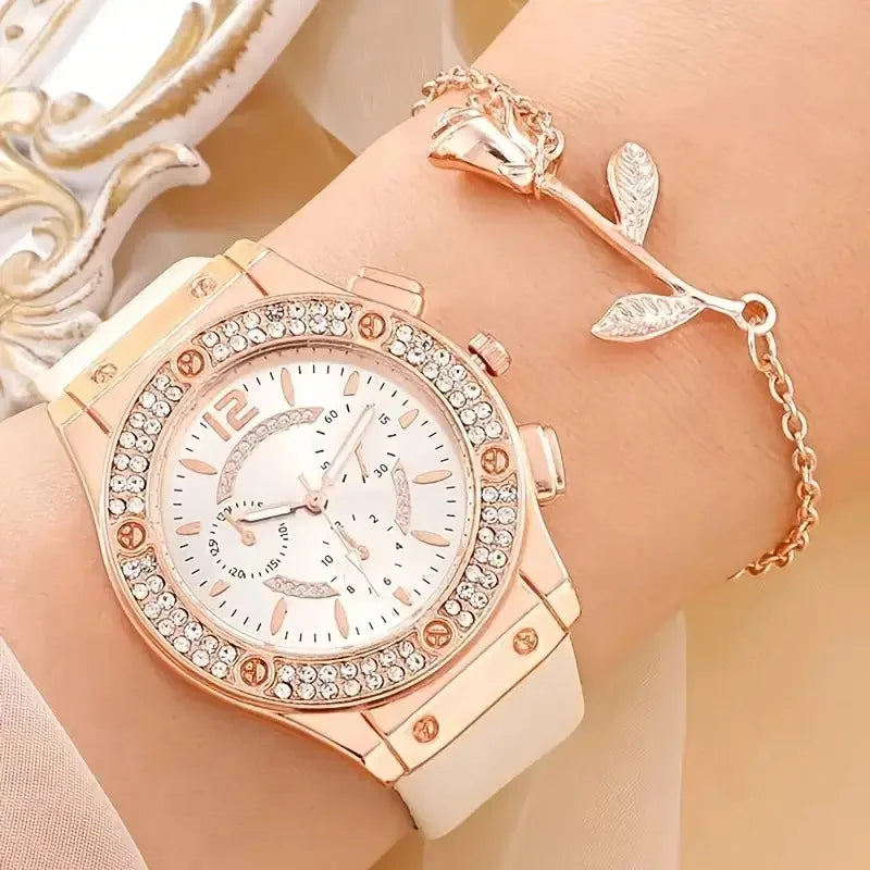 2pcs Set Womens Butterfly Watches Ladies Fashion Watch New Simple Casual Women Analog WristWatch Bracelet Gift - Uknowucme