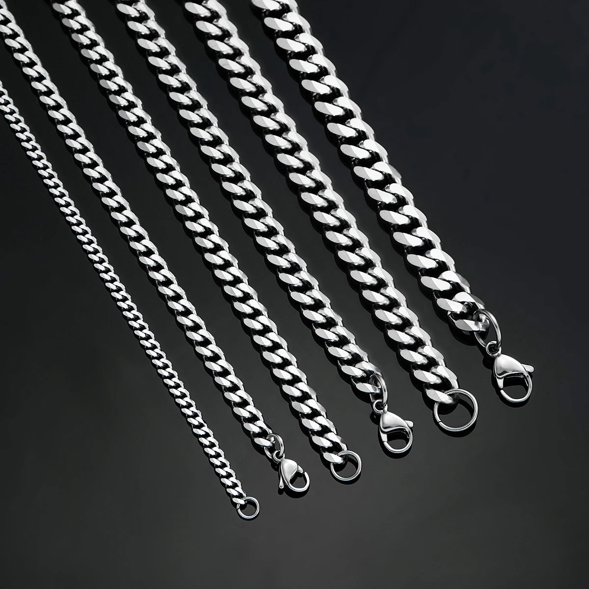 Cuban Link Chains Stainless Steel Classic Men Boy Curb Chunky Silver Color Necklace 3.6mm to 11mm 14 to 30 Inches - Uknowucme