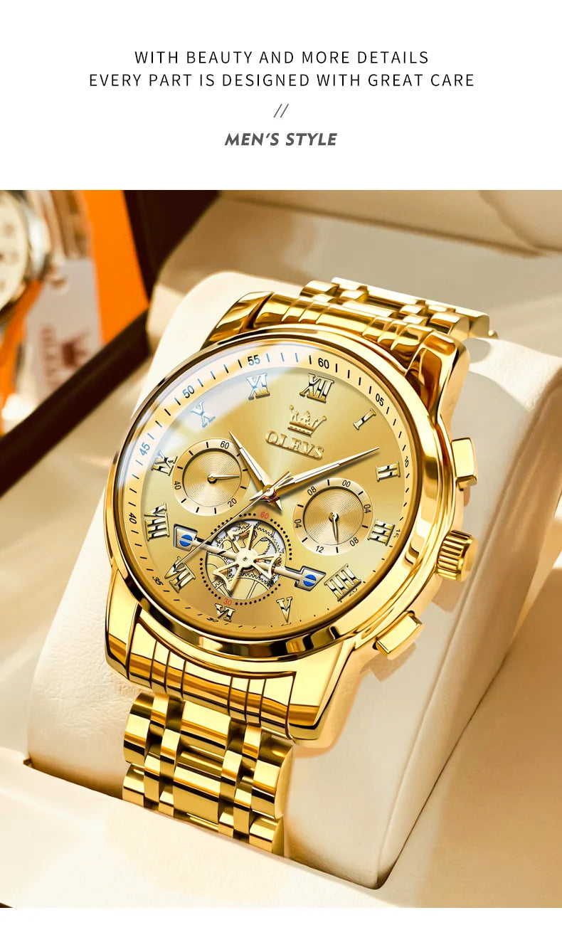 OLEVS 2859  Men's Quartz Watch With Steel Band Timing Function - Uknowucme