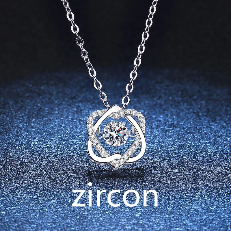 Moissanite Necklace For Women 100% Sterling S925 Silver With White Gold Plated Lab Diamond Jewelry Wedding Pendant with O-chain - Uknowucme