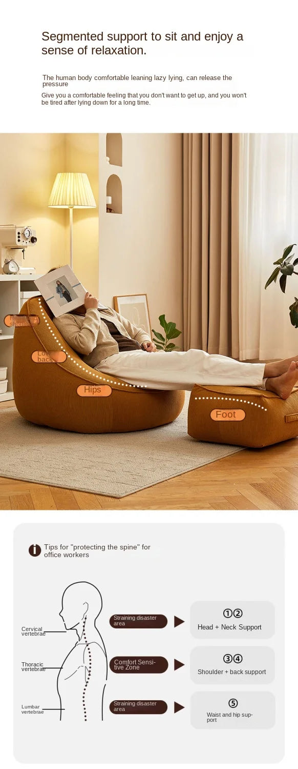 X&D Bean Bag Lazy Corduroy Comfortable Sofa Single Bed Tatami Bedroom Balcony Casual Lightweight Small Sofa Living Room 2024 New - Uknowucme