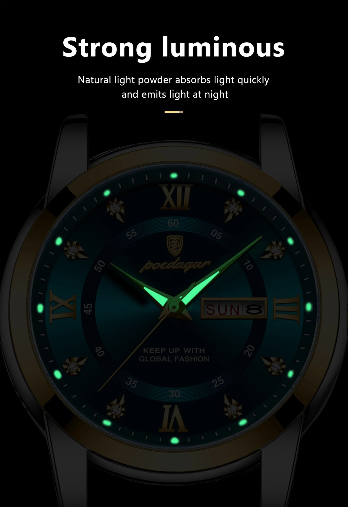 POEDAGAR Luxury Trendy Watch for Men Waterproof Luminous Date Week Man Watch Business Quartz Stainless Steel Men's Watches Reloj - Uknowucme
