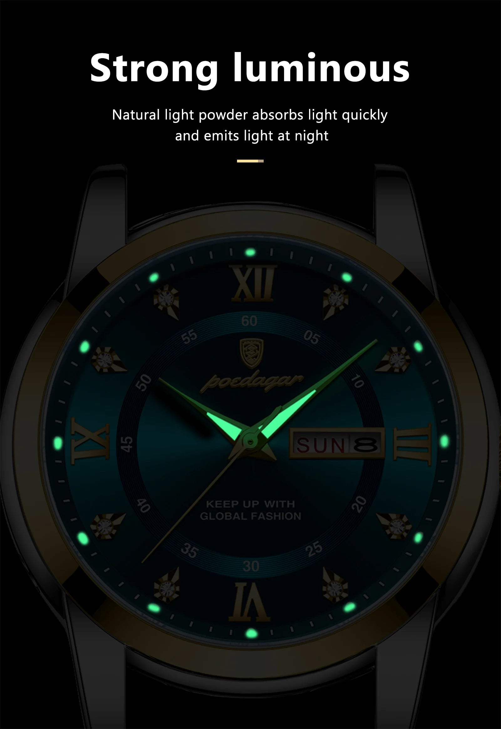 POEDAGAR Luxury Trendy Watch for Men Waterproof Luminous Date Week Man Watch Business Quartz Stainless Steel Men's Watches Reloj - Uknowucme