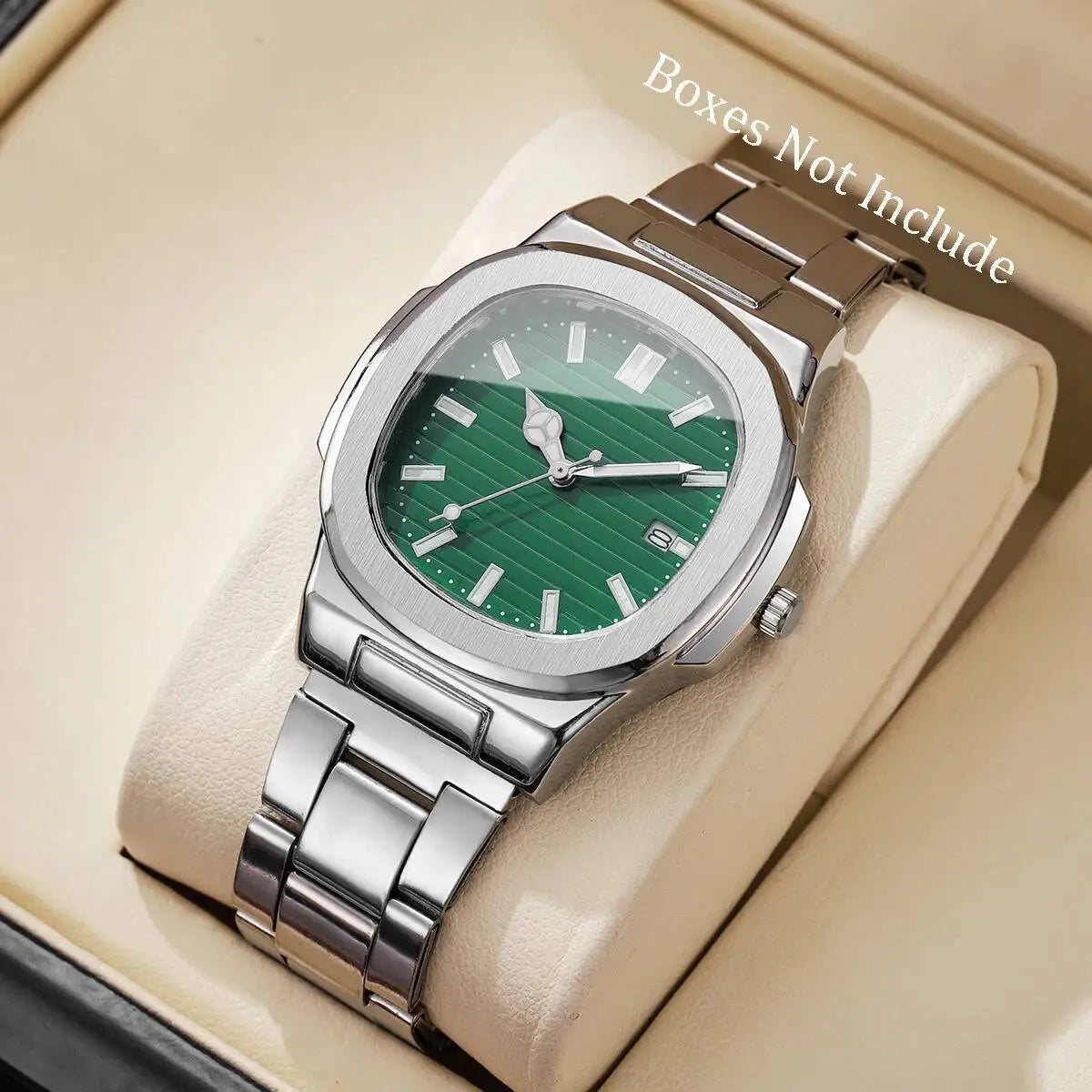 Fashion Square Men Business Watches Luxury Stainless Steel Strap Quartz Watch with Calendar For Mens Clock（Without Box） - Uknowucme