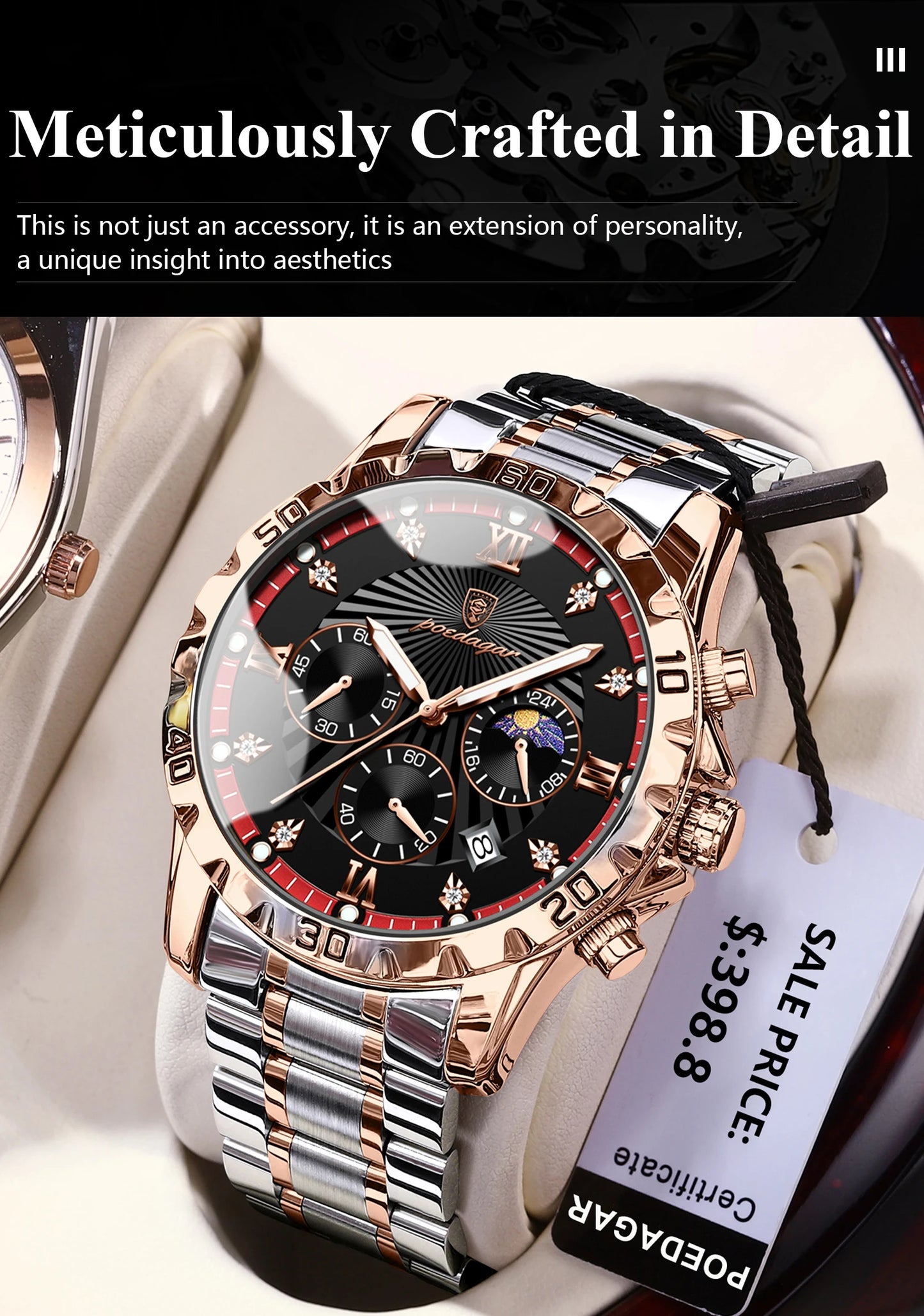 POEDAGAR Top Fashion Watches For Men Chronograph Date Stainless Steel Man Watch Waterproof Luminous Luxury Quartz Men Wristwatch - Uknowucme