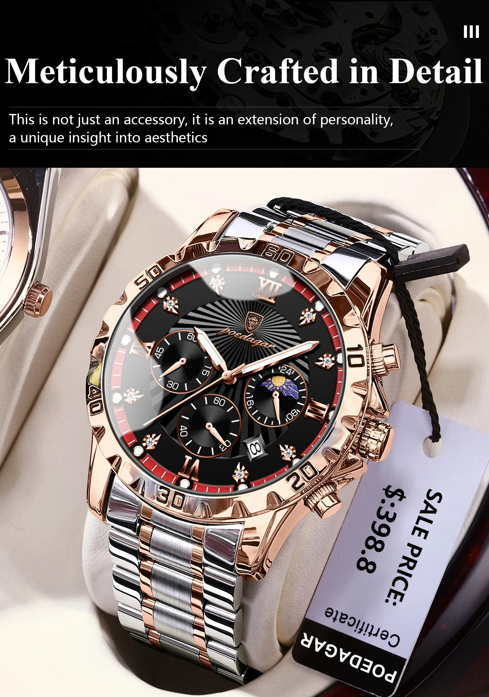 POEDAGAR Top Fashion Watches For Men Chronograph Date Stainless Steel Man Watch Waterproof Luminous Luxury Quartz Men Wristwatch - Uknowucme