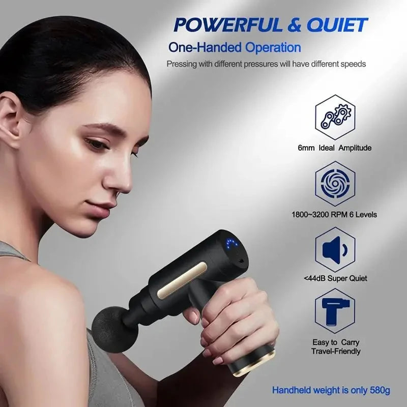 Portable Fascia Massage Gun Massager Body Deep Muscle Neck Back Deep Tissue Relaxation Vibration Massage Gun Pain Relief Fitness