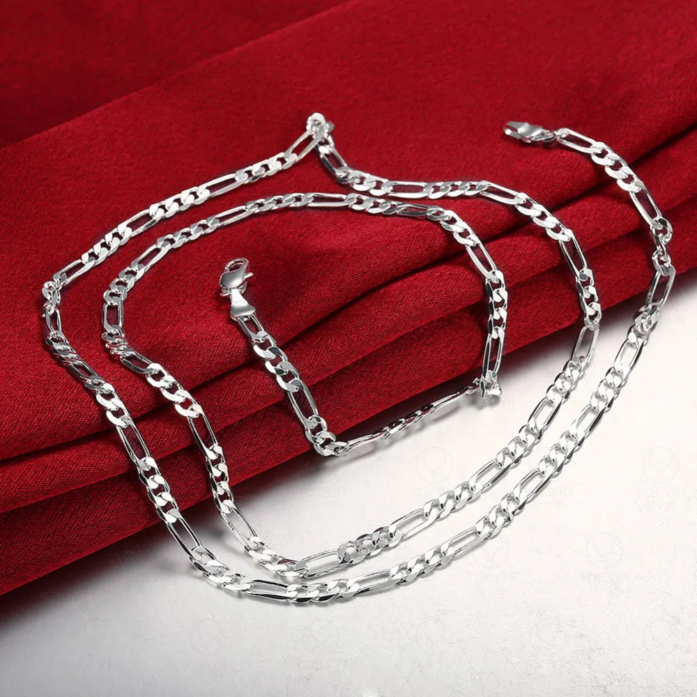 40-75cm 925 Silver 4mm Figaro Chain Necklace for Women Men Long Necklace Hip Hop Jewelry Gift - Uknowucme