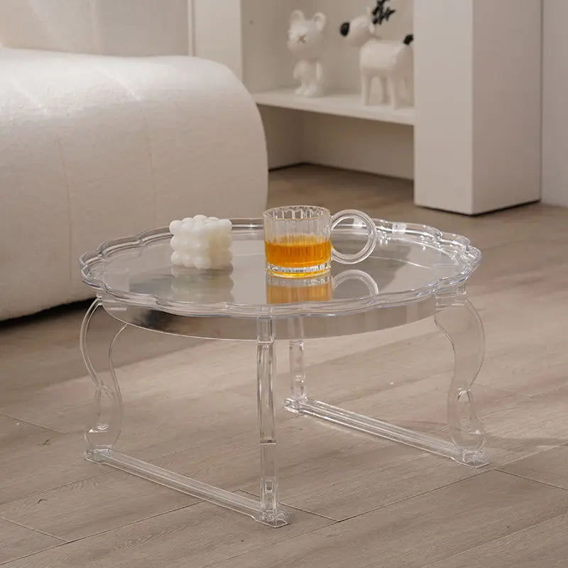 Nordic, Coffee Table, Simple, Home, Small Round Table, Balcony, Designer, Acrylic, Transparent, Round, Living Room, Corner Table