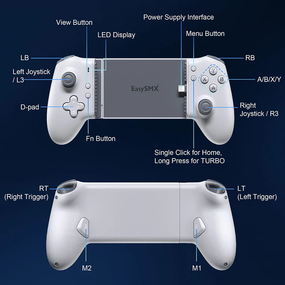 EasySMX M15 Mobile Phone Controller Type C Hall Mechanical Gamepad for iPhone 15 Android Phone Cloud Gaming Xbox Game Pass