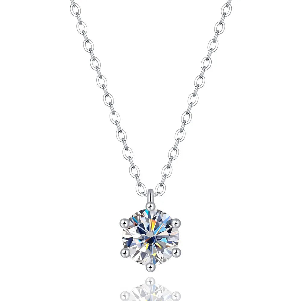 Real D Color 1 Carat Moissanite Pendant Necklace GRA Certificate for Women Wedding Bridal 100% S925 Sterling Silver Fine Jewelry - Uknowucme