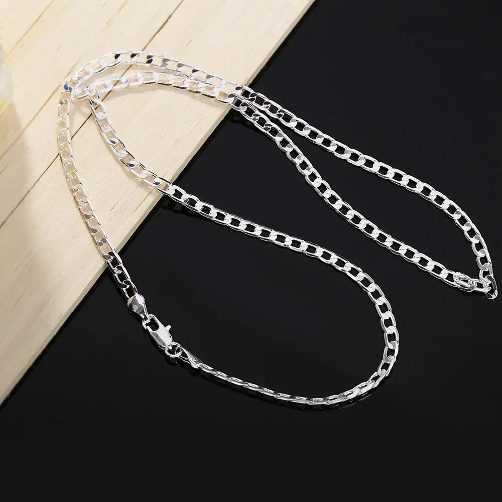 Wholesale Men's 925 Sterling Silver Necklace 2/4/6/8/10/12MM 40-75cm Chain Lobster Clasp Man Boy Women Engagement Jewelry - Uknowucme