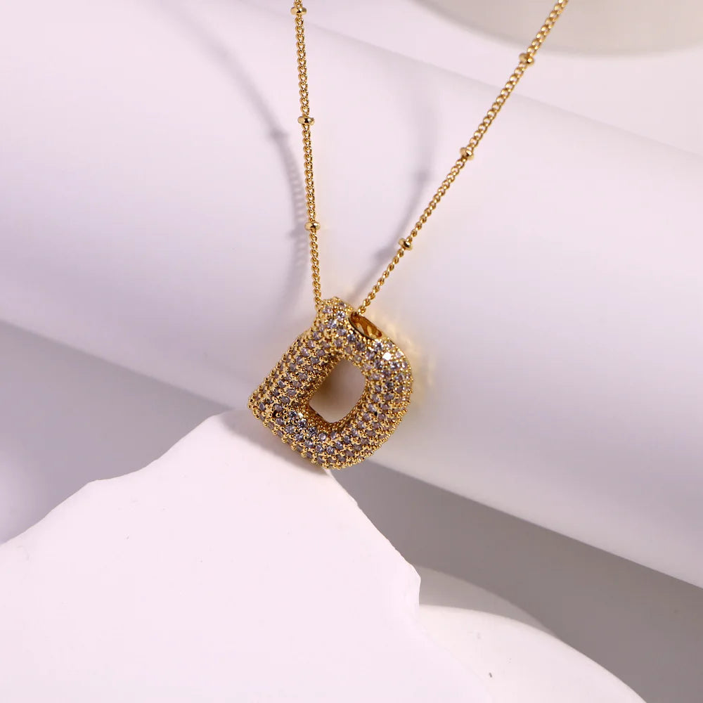 Zirconia 26 Letter Necklace for Women Light luxury A-Z Alphabet Cubic Zircon Necklace Hip Hop Classic Copper Charm Jewelry - Uknowucme