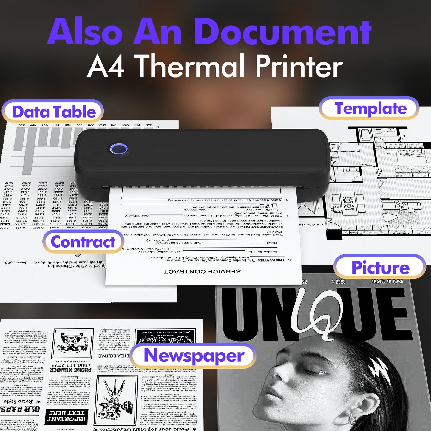Portable Wireless Tattoo Transfer Stencil Printer Bluetooth No Ink 2550mAh Tattoo Thermal Printer Compatible with Phone & PC - Uknowucme