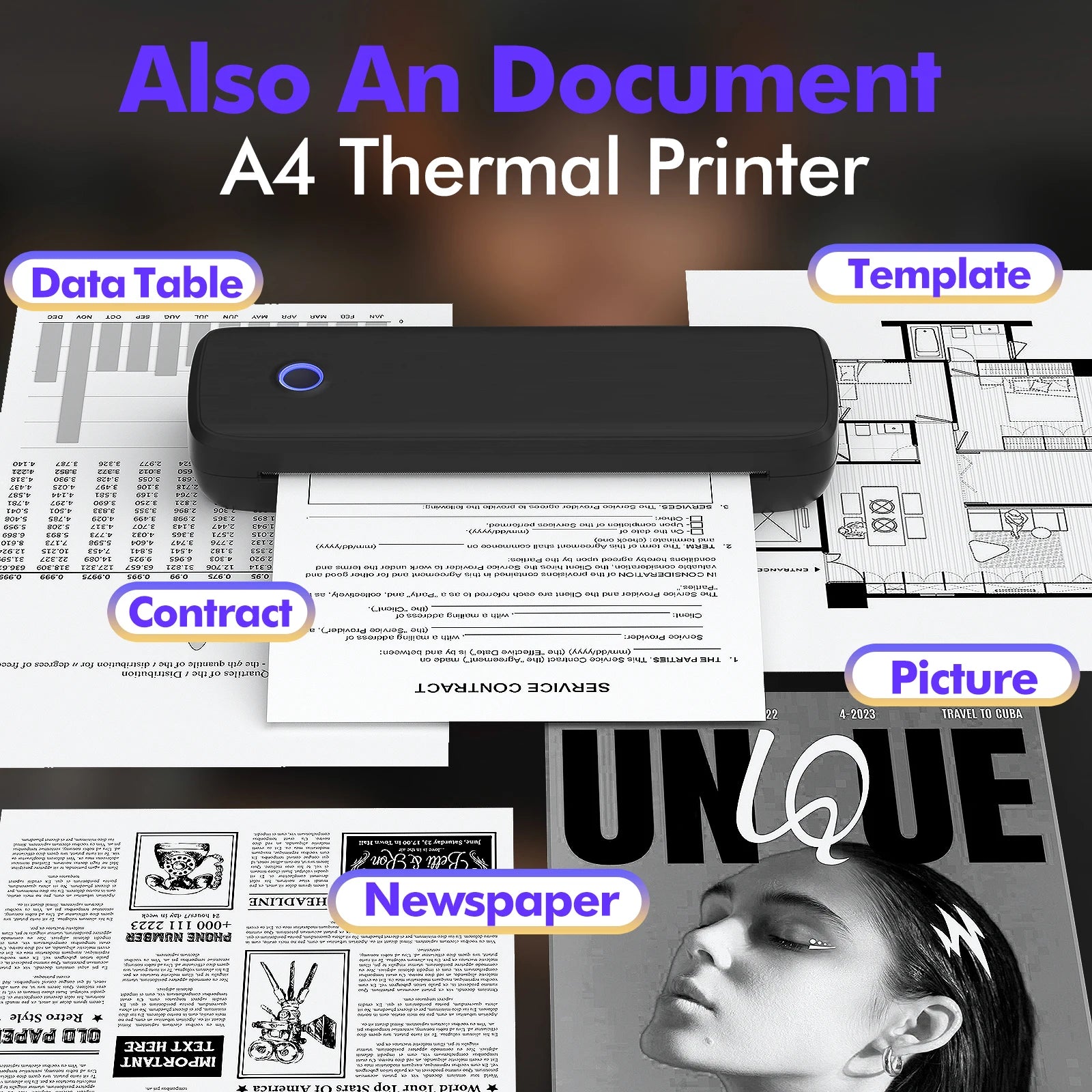 Portable Wireless Tattoo Transfer Stencil Printer Bluetooth No Ink 2550mAh Tattoo Thermal Printer Compatible with Phone & PC - Uknowucme