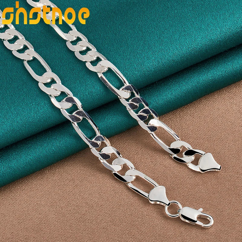 925 Sterling Silver 8mm Geometric 20 Inch Cuban Chain Necklace For Man Women Party Engagement Wedding Gift Fashion Charm Jewelry