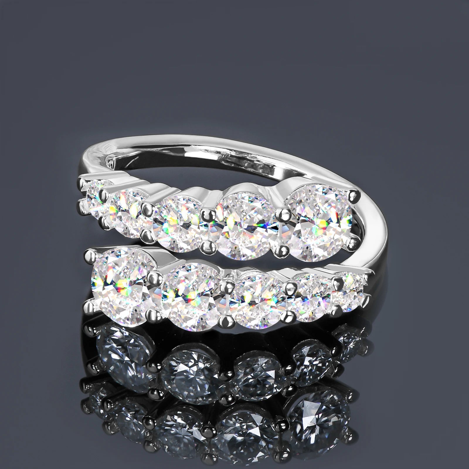 10 Stones All Moissanite Bridal Rings Open Ring 925 Silver with Certificate Woman Engagement Wedding Jewelry Anillos Original - Uknowucme