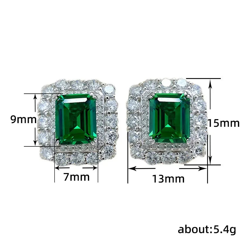 2025 Geometric Green CZ Sparkling Cubic Zirconia Earrings, Suitable for Women's Wedding Parties, Elegant  Jewelry - Uknowucme