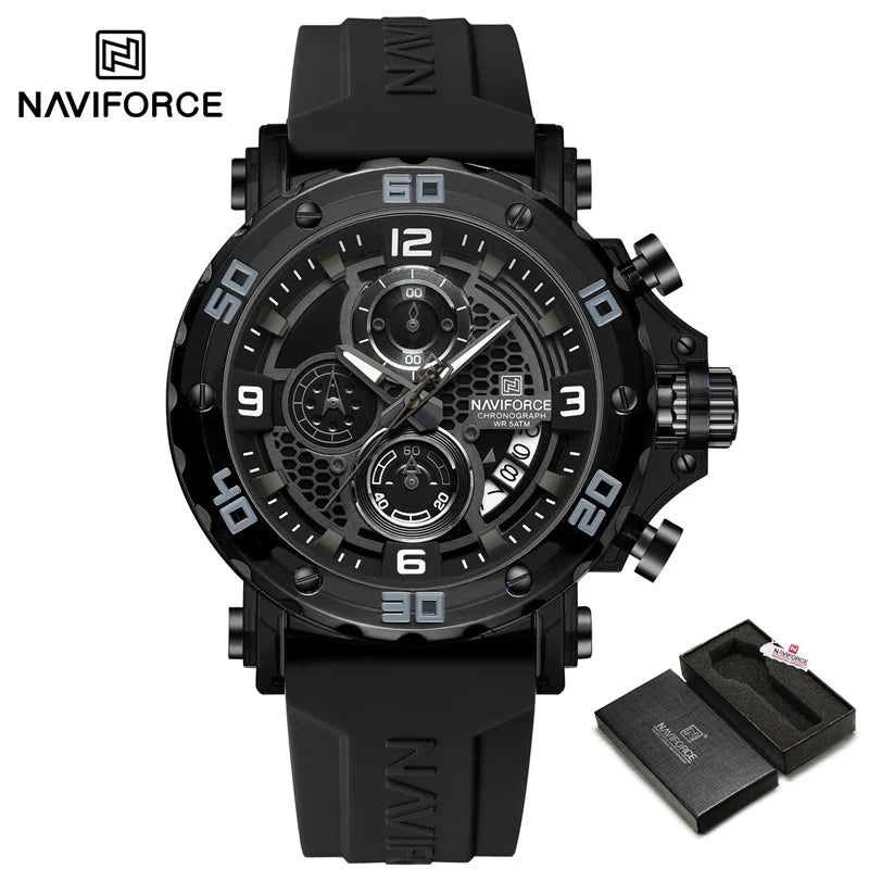 NAVIFORCE Men's Quartz Watch Fashion Trend 5ATM Waterproof Male Watches Chronograph Luminous Hands Silicone Strap Lightweight - Uknowucme