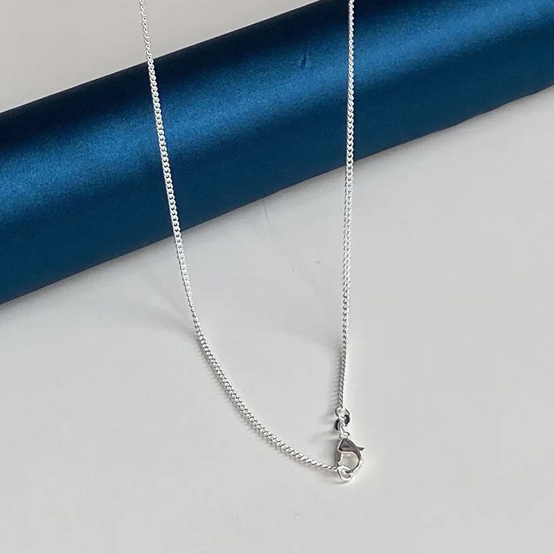 925 Sterling Silver 2MM 40-75cm Side Chain Necklace Men Women Charm Wedding Party Gift Jewelry Christmas Accessories - Uknowucme
