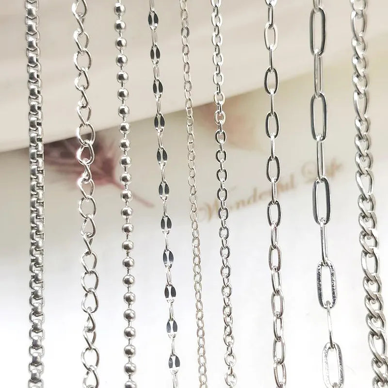 No Fade 2Meters Stainless Steel Chains for Jewelry Making DIY Necklace Bracelet Accessories Gold Chain Lips Beads Beaded Chain - Uknowucme
