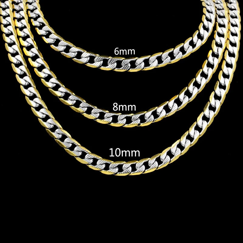 LUXUSTEEL Men's Figaro NK Chain Necklace 6/8/10MM Stainless Steel Golden Mixed Silver Color Curb Link For Women Jewelry Gift - Uknowucme