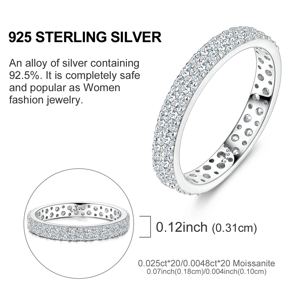 Moissanite Earring&Ring 925 Sterling Silver For Women Brilliant Diamond Wedding Engagement Jewelry - Uknowucme