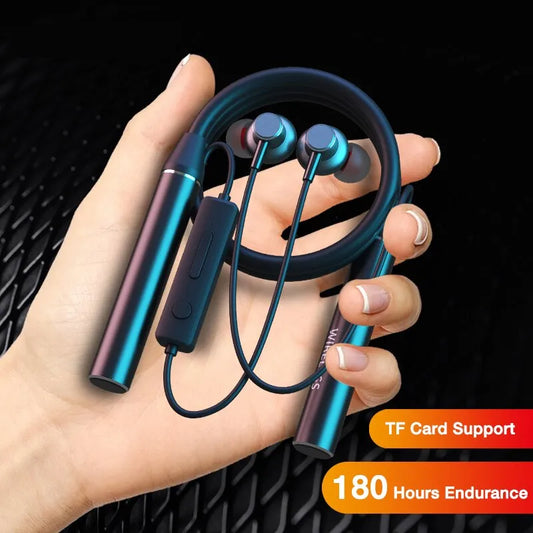 Wireless Headphones 180 Hour Endurance Bluetooth Bass Headset with Mic Stereo Neckband Earphones Sport Auriculares For TF Card