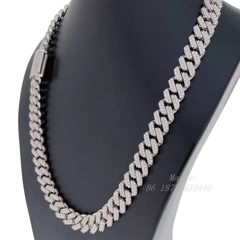 Box Lock Icedout Diamond Custom Cuban Link Chain Luxury Jewelry S925 Necklace Cuban Chain Necklace Moissanite Cuban