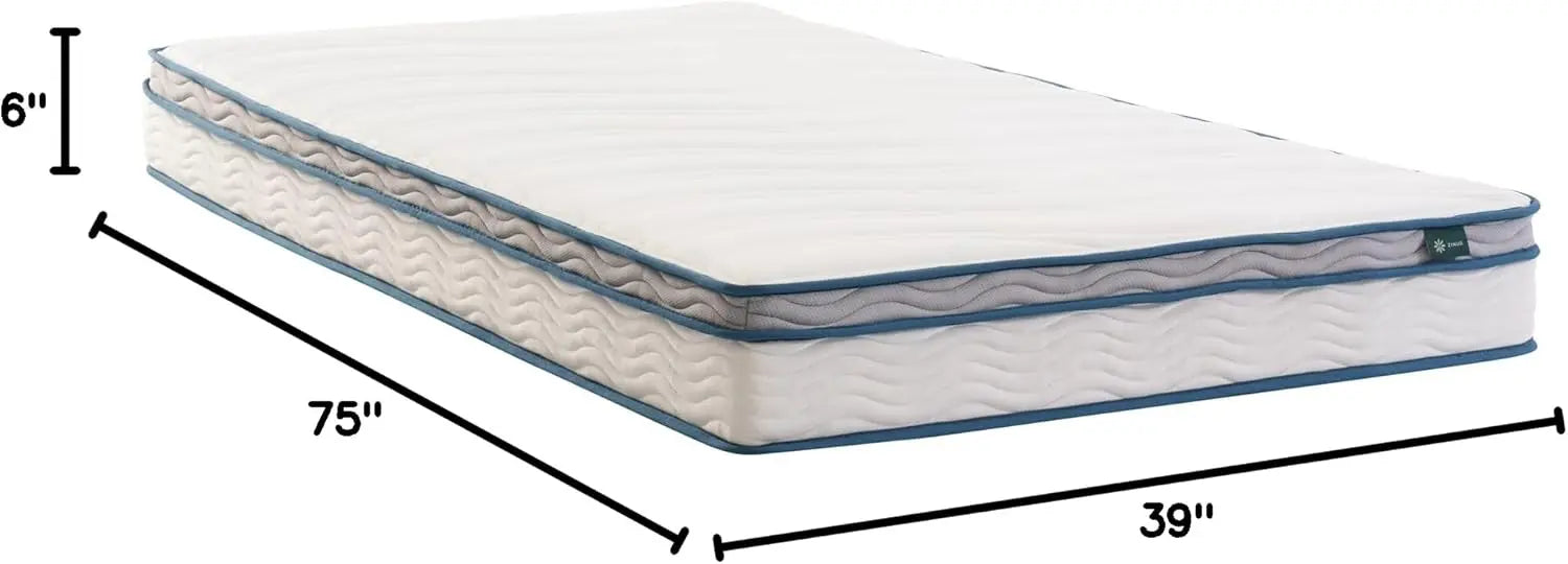 6 Inch Spring Sensation Hybrid Mattress [New Version], Medium Firm Feel, Fiberglass Free, Mattress in A Box, Twin - Uknowucme