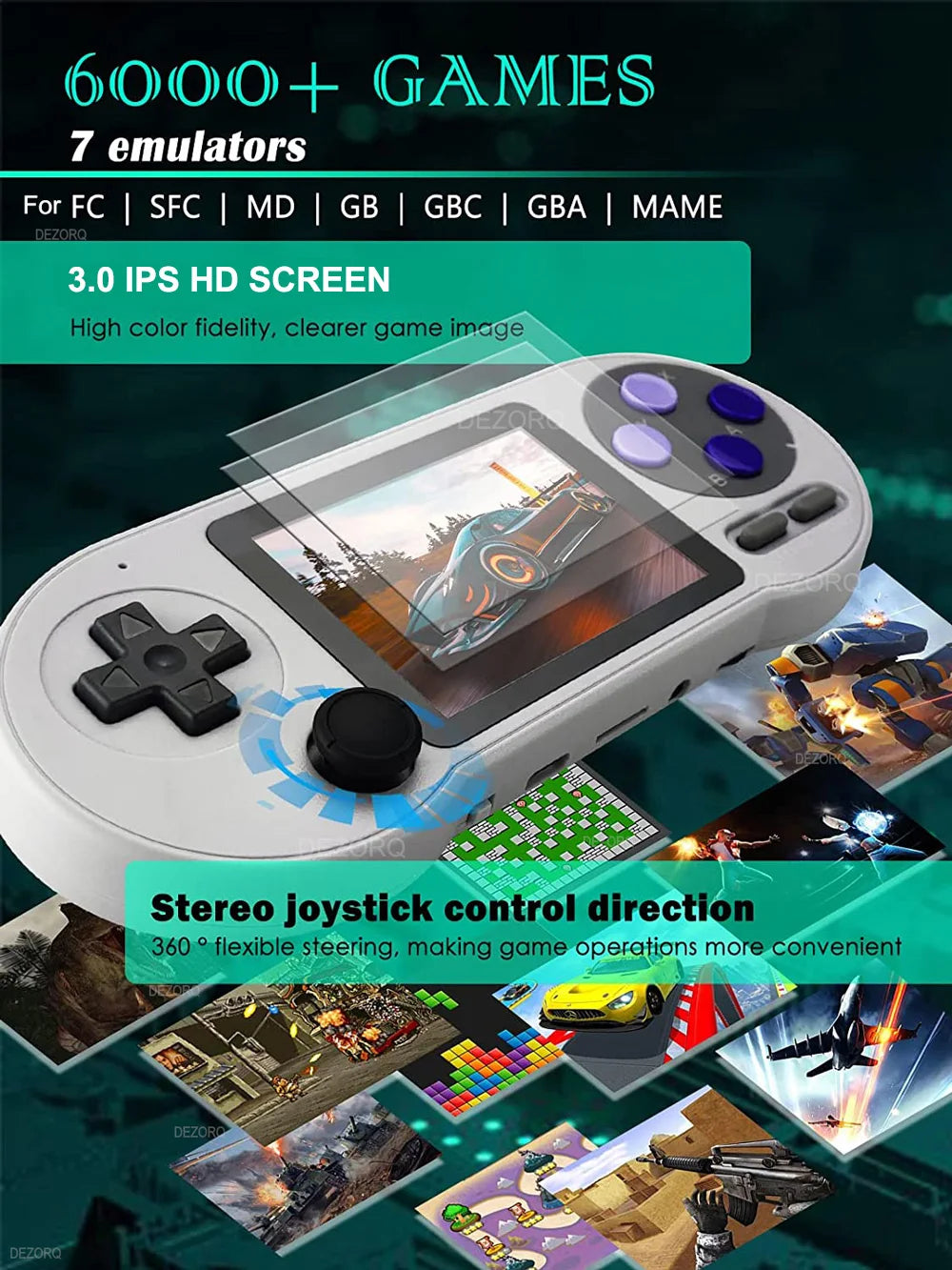 Mini Pocket Handheld Game Player SF2000 Video Game Portatil 6000+ Games 3.0 Inch Consolas De Videojuegos for SNES/GBA/MAME