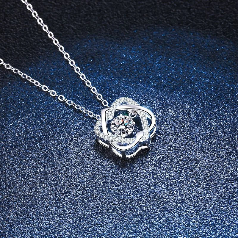Moissanite Necklace For Women 100% Sterling S925 Silver With White Gold Plated Lab Diamond Jewelry Wedding Pendant with O-chain - Uknowucme