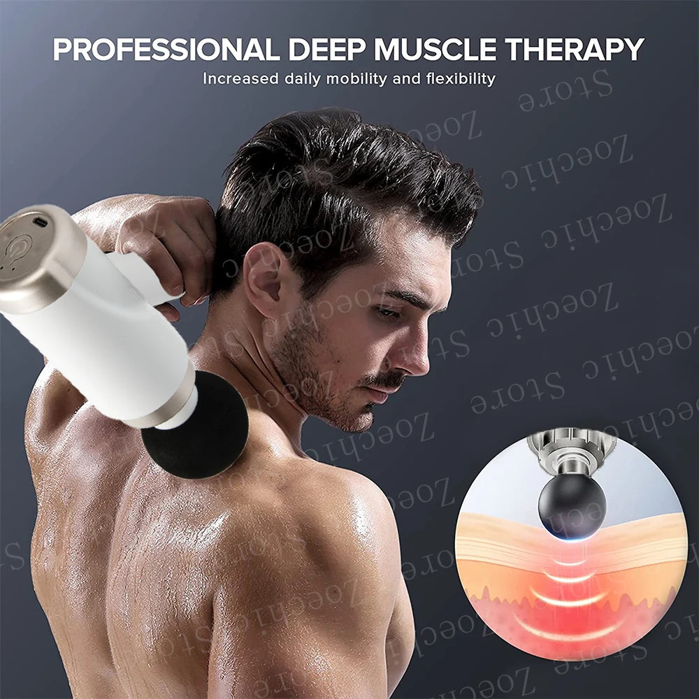 Fascial Massage Gun Electric Deep Muscle Tissue Relaxation Neck Back Body Compression Massager Portable Fitness Tool 3 Gear Mini