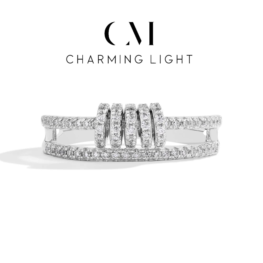 CHARMING Customize Full Moissanite Ring Brilliant Lab Diamond 925 Sterling Sliver Gold for Women Plated Wholesale Fine Jewelry - Uknowucme